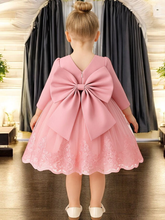 Children's Dress Long Sleeve Lace Dusty Pink