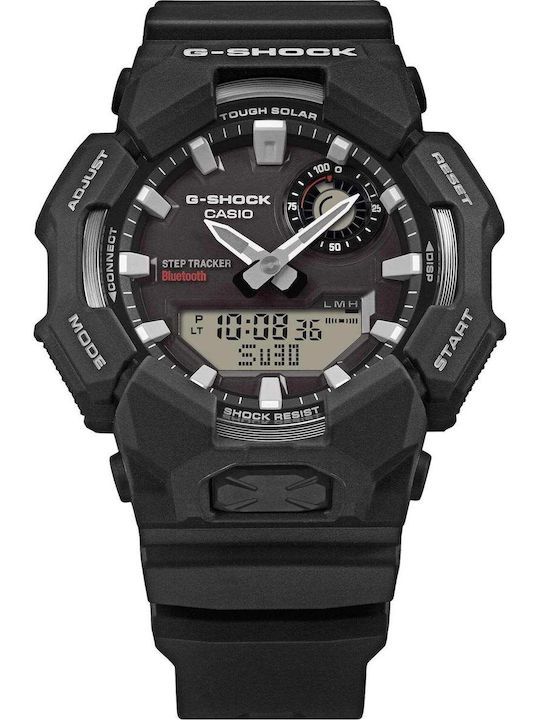 Casio Ψηφιακό Ανδρικό Ρολόι Χρονογράφος Solar με Μαύρο Καουτσούκ Λουράκι
