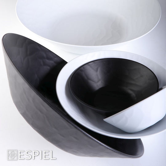 Espiel Wavy Servierschüssel Rund aus Melamin Black mit Durchmesser 19cm