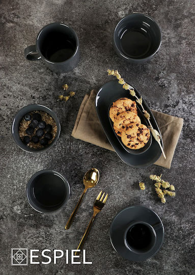 Espiel Essentials Serving Bowl Round Ceramic Anthracite with Diameter 14cm
