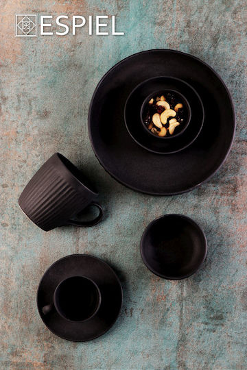 Espiel Gobi Serving Bowl Round Ceramic Gobi Black Sand with Diameter 11.5cm