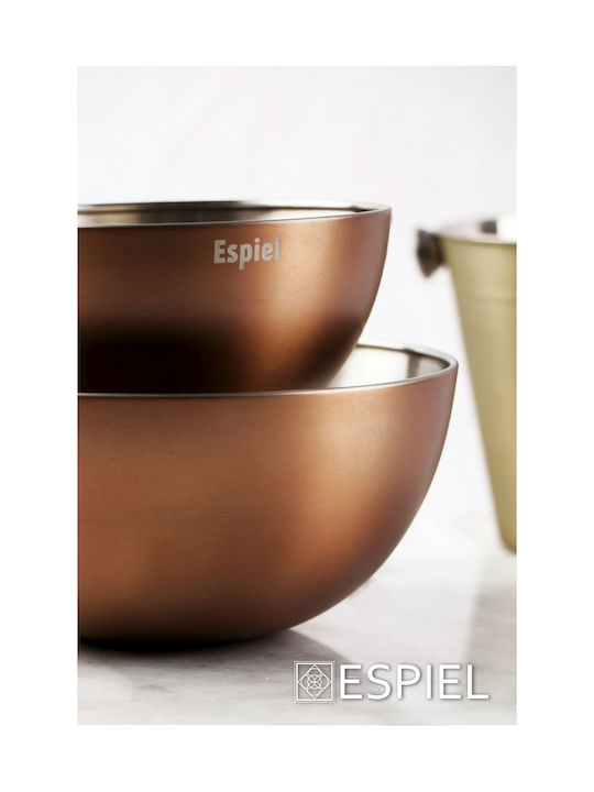 Espiel Μπωλ Σερβιρίσματος Στρογγυλό Inox Πορτοκαλί με Διάμετρο 15εκ. 6τμχ
