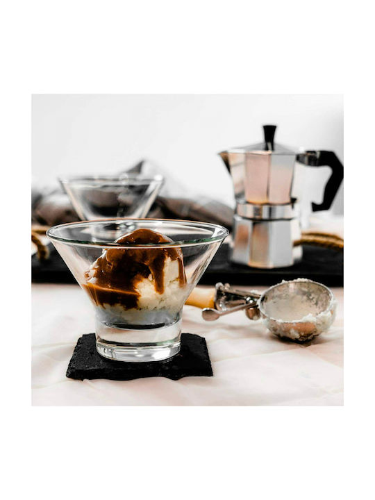 Bormioli Rocco Ice Cream Serving Bowl Round Glass Black with Diameter 13cm