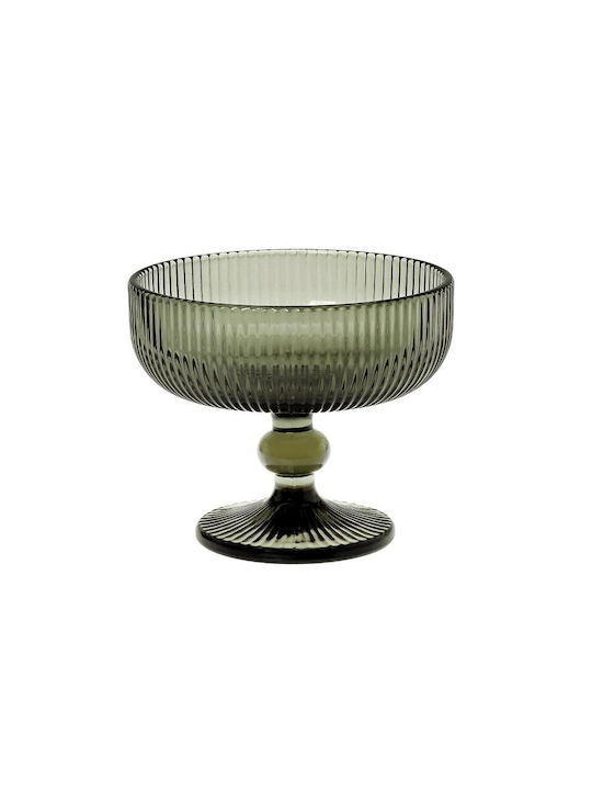 Cryspo Trio Ice Cream Serving Bowl Round Glass Noris Smoke with Diameter 12cm