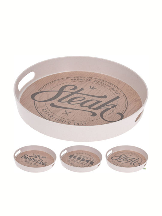 Excellent Houseware Plastic Dreptunghiular Tavă de Servire cu Mânere în Culoare Alb 30cm 1buc