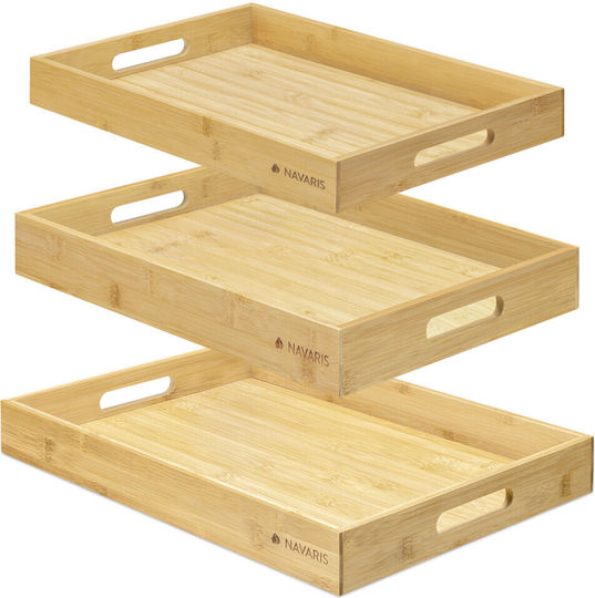 Navaris Bambus Dreptunghiular Tavă de Servire din Bamboo cu Mânere în Culoare Bej 53446.03 1buc Navaris Bambus Dreptunghiular Tavă de Servire din Bamboo cu Mânere în Culoare Bej 53446.03 1buc