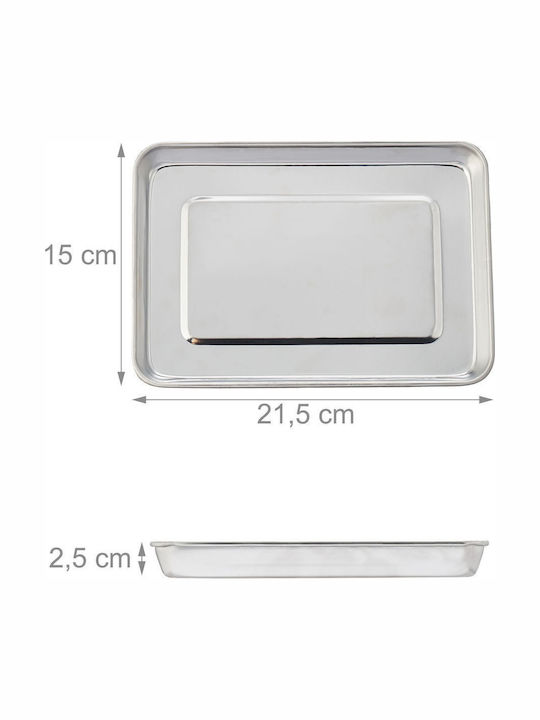 Relaxdays Inoxidabil Dreptunghiular Tavă de Servire în Culoare Gri 21.5x21.5x15cm 10047121 1buc