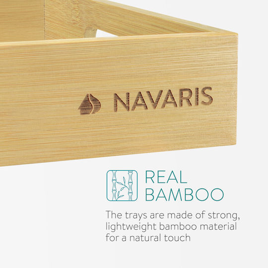 Navaris Bambus Dreptunghiular Tavă de Servire din Bamboo cu Mânere în Culoare Bej 53446.03 1buc