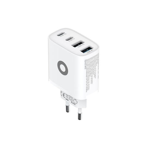 Mobile Origin Charger Without Cable GaN with 2 USB-A Ports and 2 USB-C Ports 40W Power Delivery Whites (MO-40WCH-PW22)