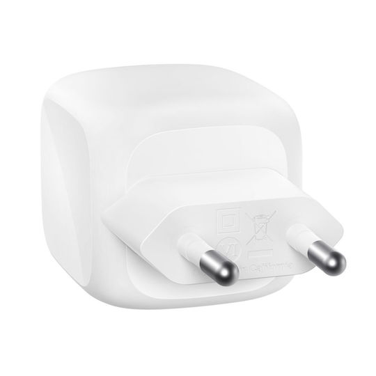 Belkin Mobile Phone Charger Without Cable with 2 USB-C Output Ports and USB-C Cable 50W Power Delivery White