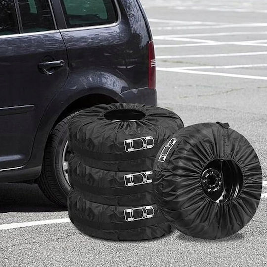 Set 4 Huse de Protecție pentru Depozitarea Anvelopelor Zola 15-20" Universale Reglabile Impermeabile Rezistente la Praf Negre