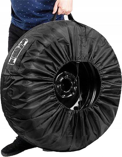Set 4 Huse de Protecție pentru Depozitarea Anvelopelor Zola 15-20" Universale Reglabile Impermeabile Rezistente la Praf Negre