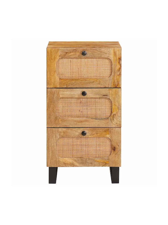 Wooden & Metallic Chest of Drawer Coffee 40x33.5x75cm