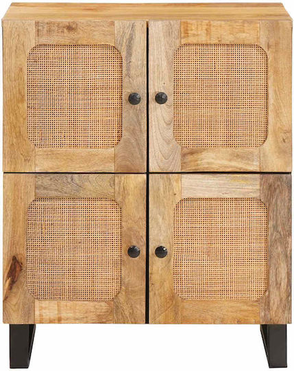 Wooden & Metallic Chest of Drawer Coffee 60x33.5x75cm