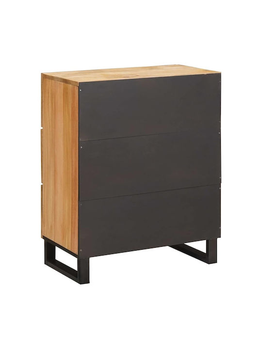 Συρταριέρα Κρεβατοκάμαρας aus Holz & Metall mit 3 Schubladen Coffee 60x33.5x75cm