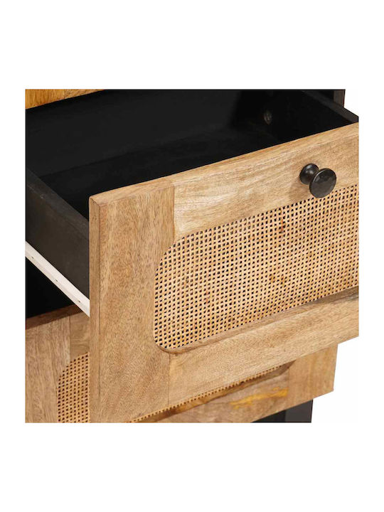 Wooden & Metallic Chest of Drawer Coffee 40x33.5x75cm