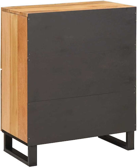 Wooden & Metallic Chest of Drawer Coffee 60x33.5x75cm