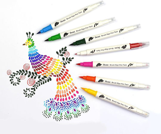 Pentel Arts Brush Sign Pen Acrylmarker Brush Sign Pen Twin Colors 1Stück