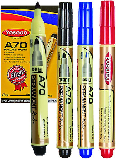 Justnote Yosogo Ανεξίτηλοι Μαρκαδόροι Μαύροι 2.5mm Σετ 12τμχ