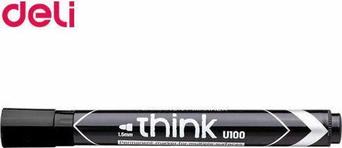 Deli Think Ανεξίτηλοι Μαρκαδόροι Μαύρο 1.5mm Σετ 12τμχ