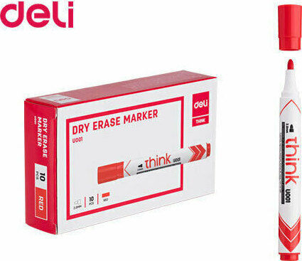 Deli Think Whiteboard Markers 2mm Red 12pcs