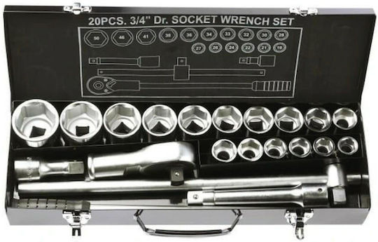Yato Set de chei tubulare și clichet 3\4" 20buc