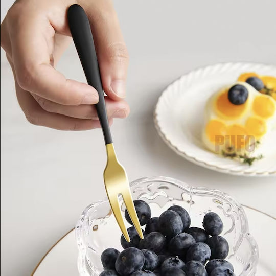 Set 2 Luxus Gabeln Desserts Früchte Muscheln Schnecke Servieren Stahl 12 Cm Gold Schwarz