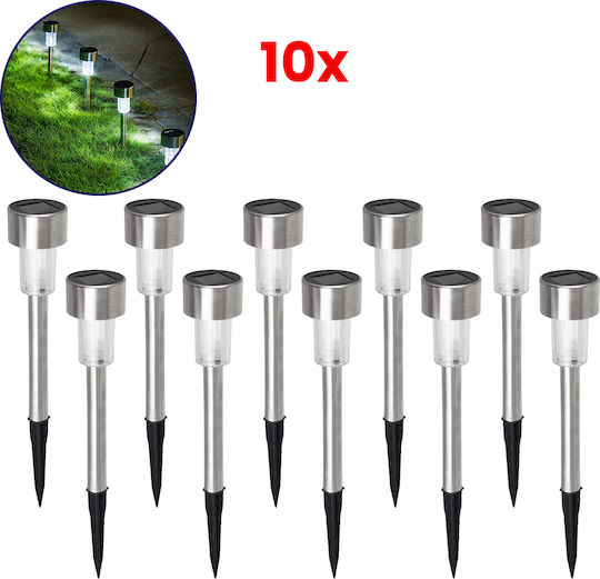 GloboStar Set of 10 Stake Solar Lights Lanterns 1W 100lm Cold White 6000K with Motion Sensor and Photocell IP65