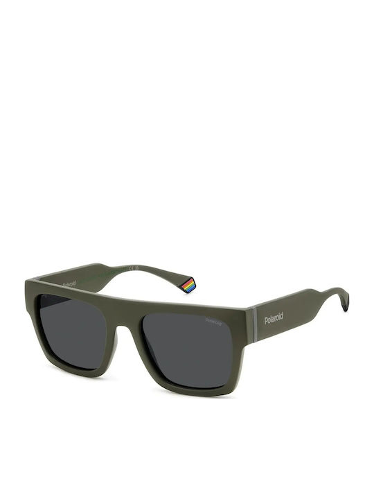 Polaroid Men's Sunglasses with Green Plastic Frame and Gray Lens PLD6224/S/X 3Y5/M9
