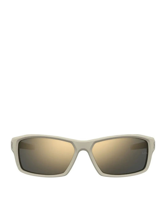 Under Armour Men's Sunglasses with White Plastic Frame and Gold Mirror Lens