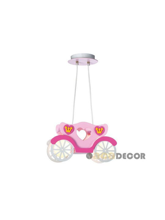 Aca Kids Wooden / Plastic Chandelier Ceiling Light E27 Carriage Pink 40W