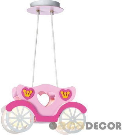 Aca Kids Wooden / Plastic Chandelier Ceiling Light E27 Carriage Pink 40W