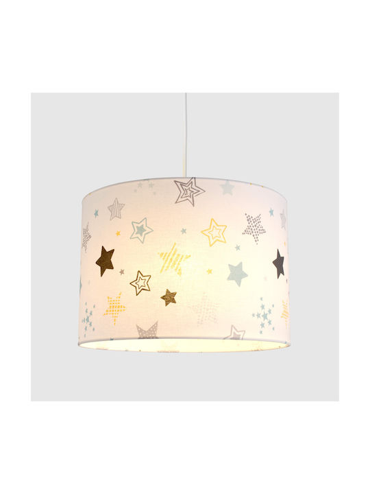 Veis Kids Fabric Single Ceiling Light E27 Funky Stars White 60W 35x24cm
