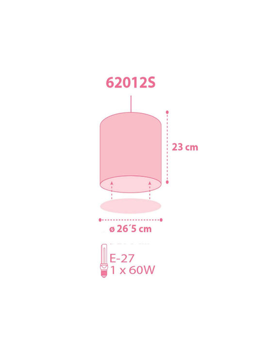Ango Kids Plastic Single Ceiling Light E27 Sweet Dreams Pink 60W 26x25cm