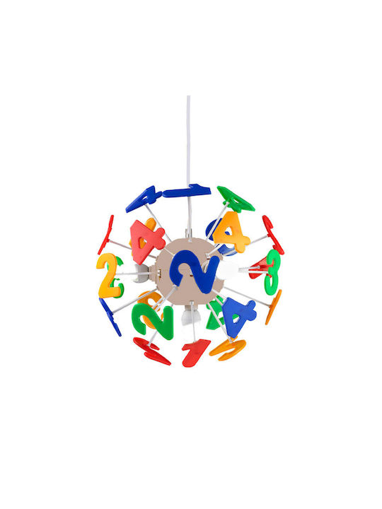 Aca Kids Plastic Chandelier Ceiling Light E14 Numbers Multicolour 40W 35x35cm