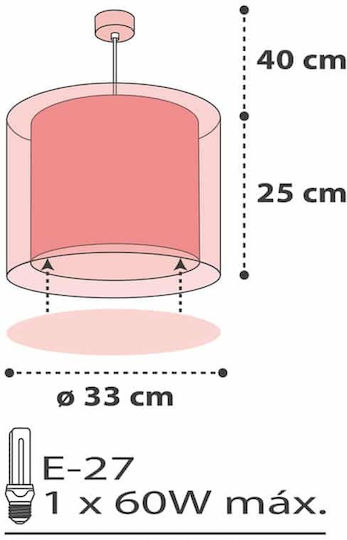 Ango Kids Plastic Single Ceiling Light E27 Clouds Pink 23W