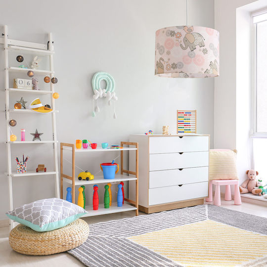 Veis Elephants Einfaches Licht Kinderdeckenleuchte Deckenleuchte 15W mit Fassung E27 Rosa 35x24cm