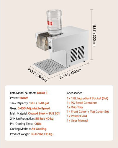 Vevor Electric Ice Crusher 260W
