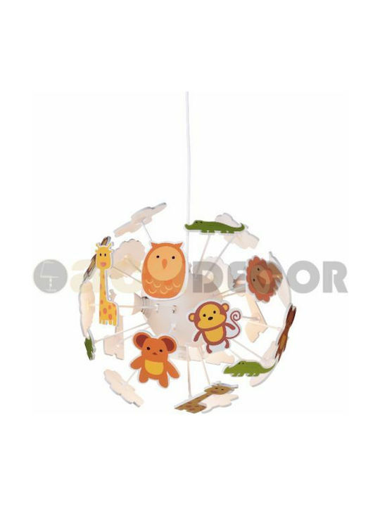 Aca Kids Wooden / Plastic Chandelier Ceiling Light E14 Animals Multicolour 40W