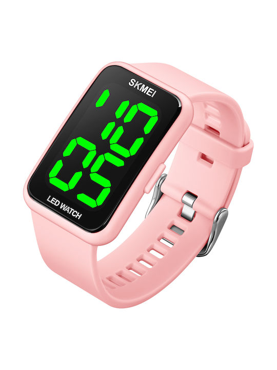 Skmei Digital Women's Watch with Pink Rubber Strap
