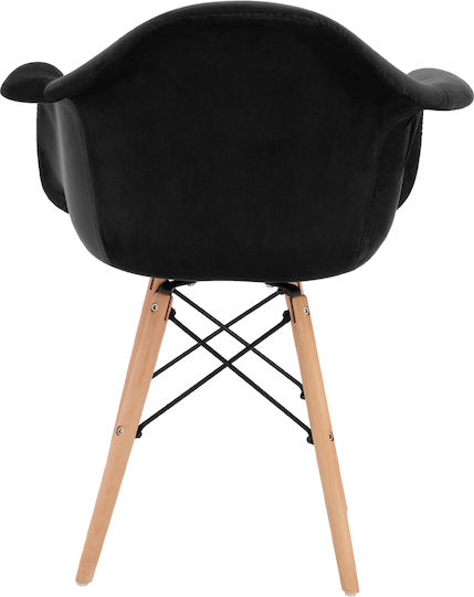 Mirto Stühle Speisesaal Black Velvet-Black Metal 2Stück 62x62x80cm