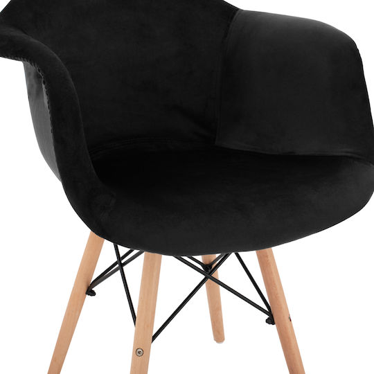Mirto Stühle Speisesaal Black Velvet-Black Metal 2Stück 62x62x80cm