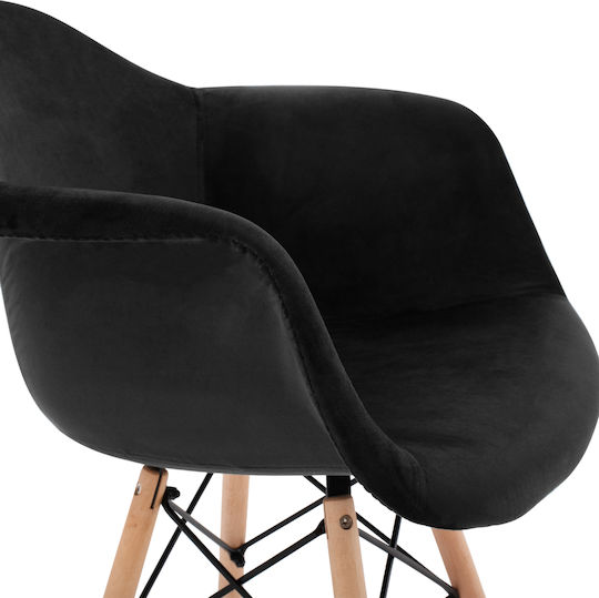 Mirto Stühle Speisesaal Black Velvet-Black Metal 2Stück 62x62x80cm