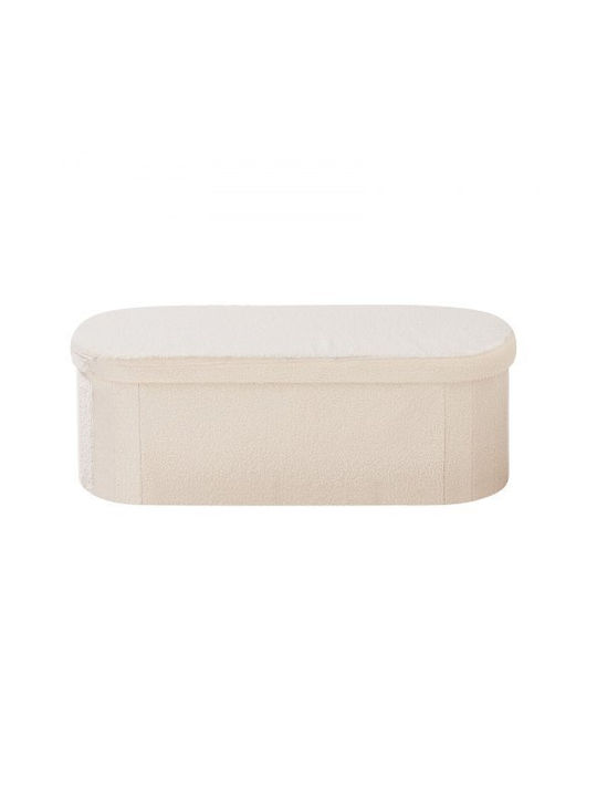 Stool For Living Room Bed Collapsible With Storage Space Upholstered with Fabric Beige
