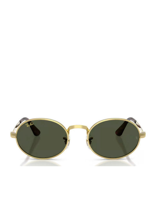 Ray Ban Unisex Sunglasses With Gold Metallic Frame And Green Lens