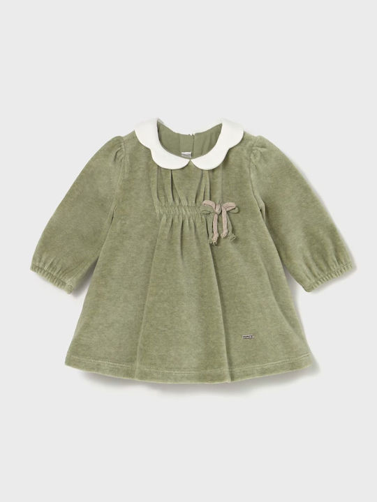 Kinderkleid Langärmelig Samt Grün
