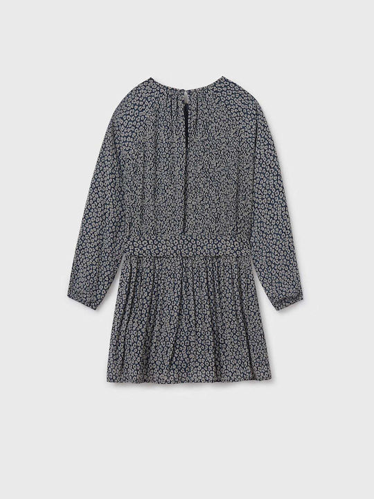 Mädchenkleid Langärmelig Set aus 2 mit Mantel und Zubehör Blau