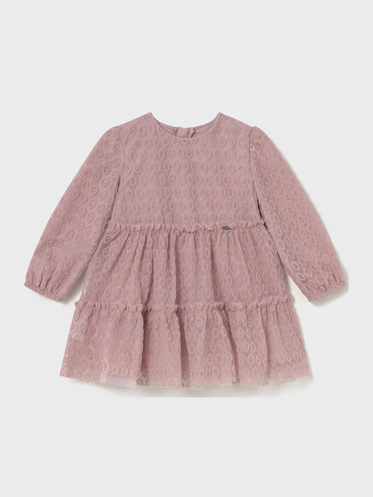 Children's Dress Long Sleeve Tulle Pink