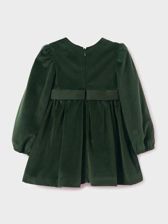 Kinderkleid Langärmelig Samt Grün
