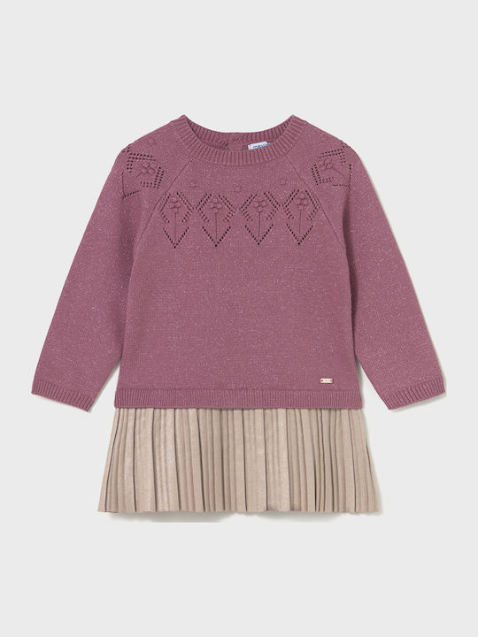 Mädchenkleid Langärmelig Gestrickt Set aus 2 mit Deckel Rosae Skur